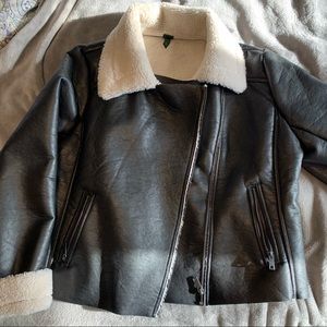 Wild Fable Fuzzy Leather Cropped Jacket XXL Black